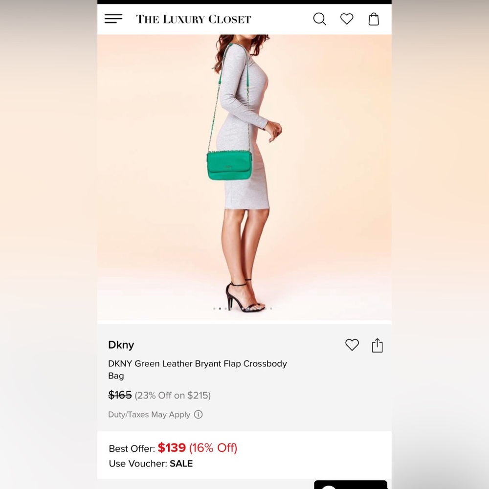 DKNY saffiano leather mini crossbody camera bag emerald green - Picture 6 of 7